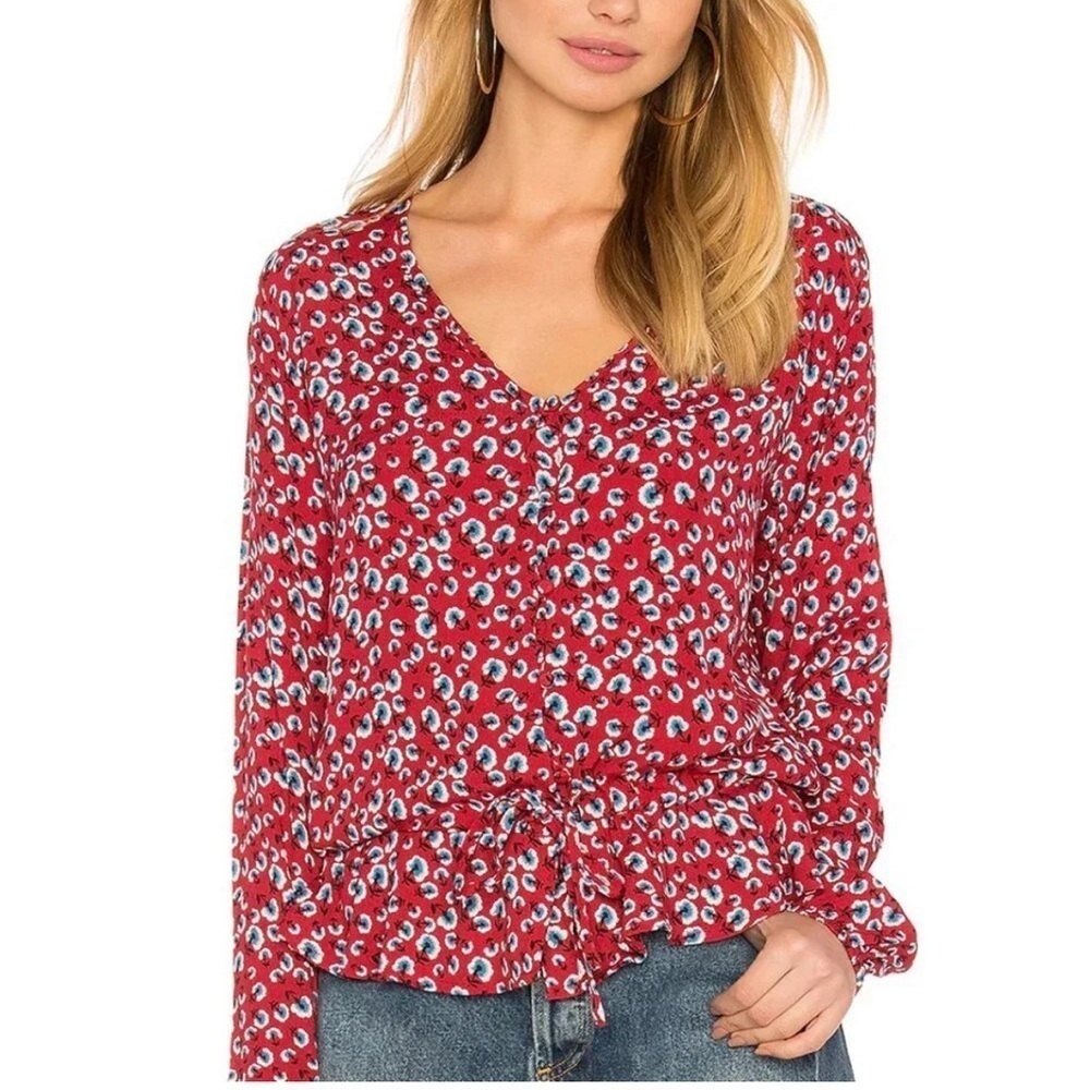 Rails Beaux Red Floral Peplum Top